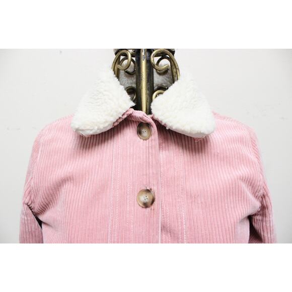 Sezane Will Pink Corduroy Shearling Faux Sheepskin Collar Work Jacket Size XXS - Picture 3 of 6